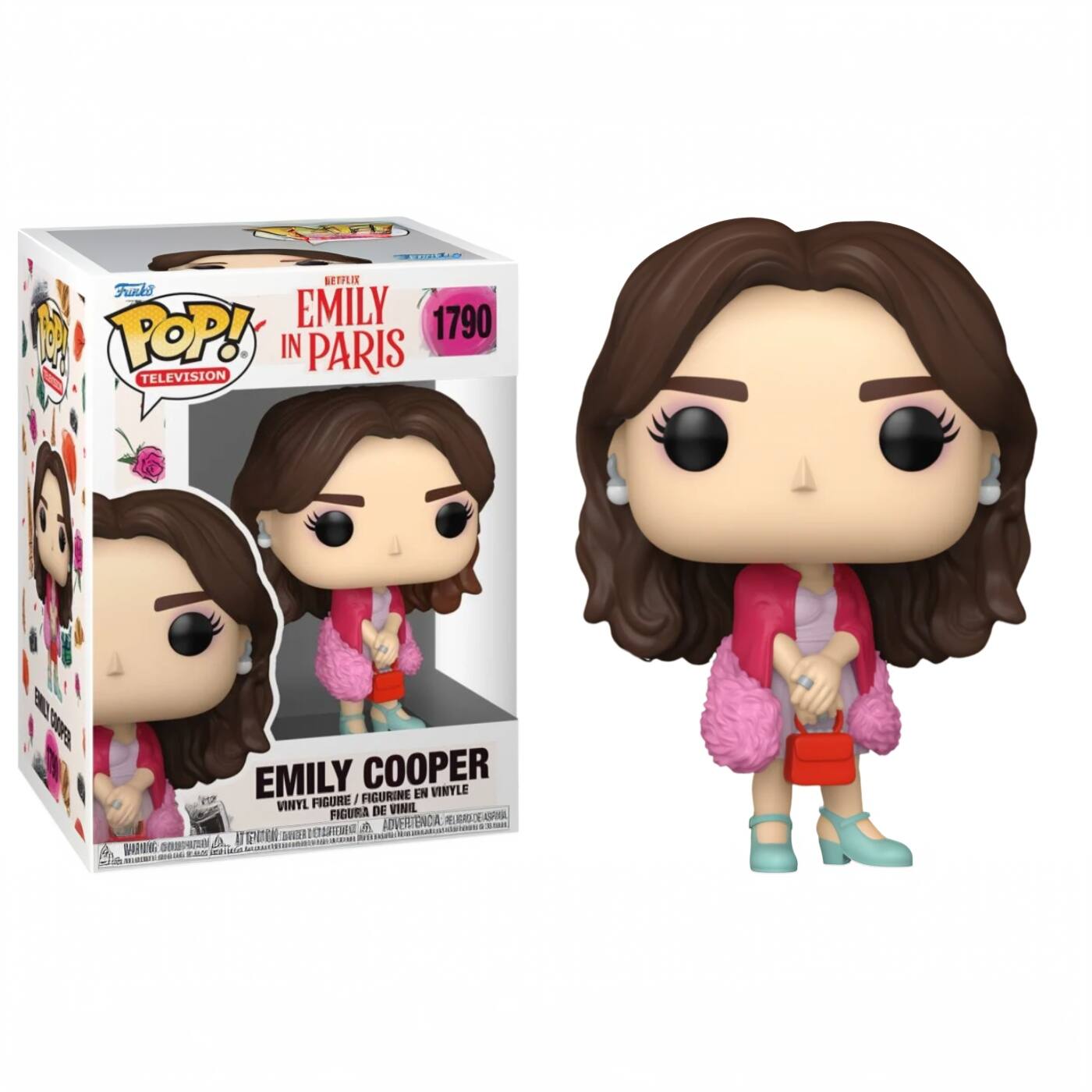 Funko POP!  
TELEVISION  

EMILY IN PARIS  
1790  

EMILY COOPER  
VINYL FIGURE / FIGURINE EN VINYLE / FIGURA DE VINIL  

WARNING: CHOKING HAZARD - Small parts. Not for children under 3 years.  
ADVERTENCIA: PELIGRO DE AHOGO - Piezas pequeñas. No es para niños menores de 3 años.