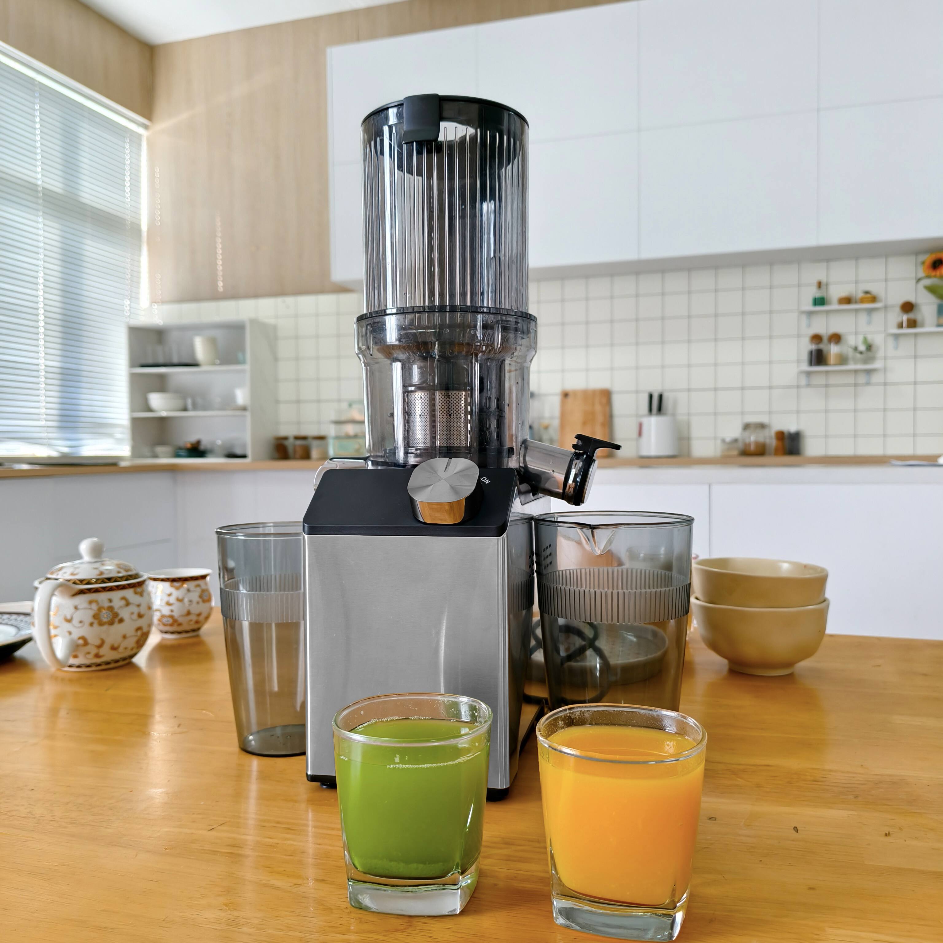 Alt View 4. Whuto - WHUTO Cold Press Juicer,Juicer Machines with 4.35'' Wide Feed Chute,Slow Masticating Juicers Easy to Clean,Gray Knob - gray.