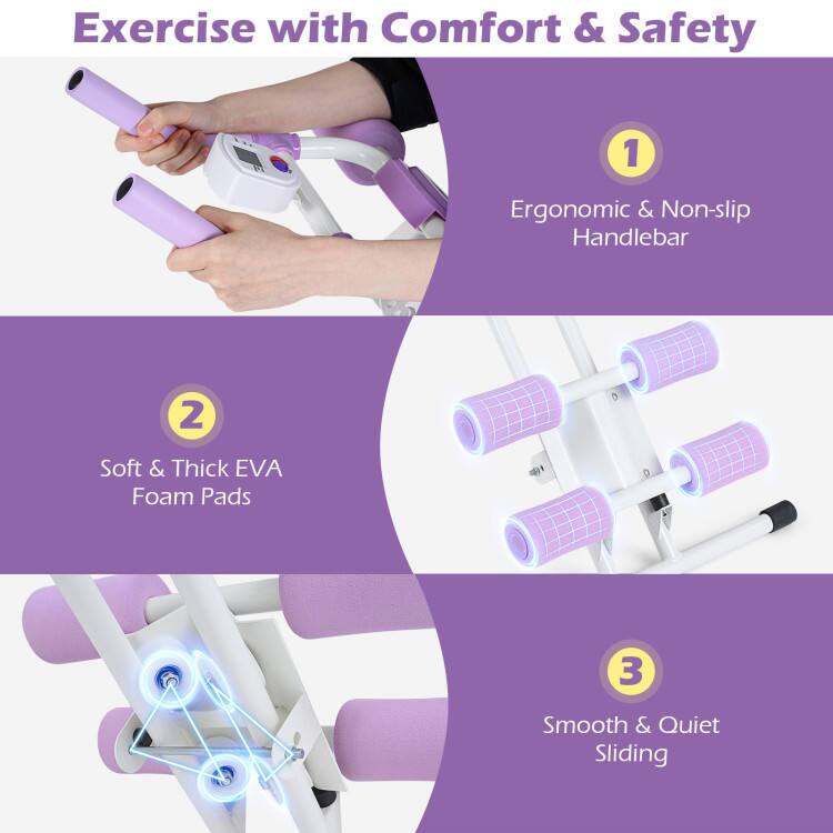Exercise with Comfort & Safety

1. Ergonomic & Non-slip Handlebar

2. Soft & Thick EVA Foam Pads

3. Smooth & Quiet Sliding