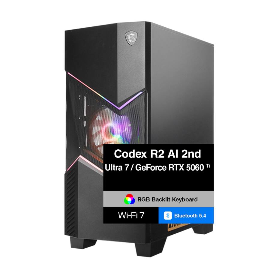 Codex R2 Keyboard MSI Codex R2 AI 2nd Desktop PC (Ultra 7 265, 32GB, 2TB SSD, GeForce RTX ...