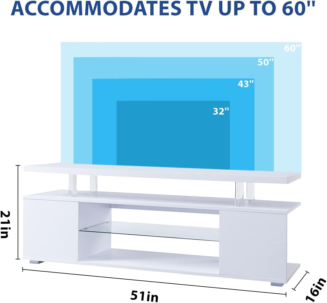 ACCOMMODATES TV UP TO 60"  
50"  
43"  
32"  
21in  
51in  
16in