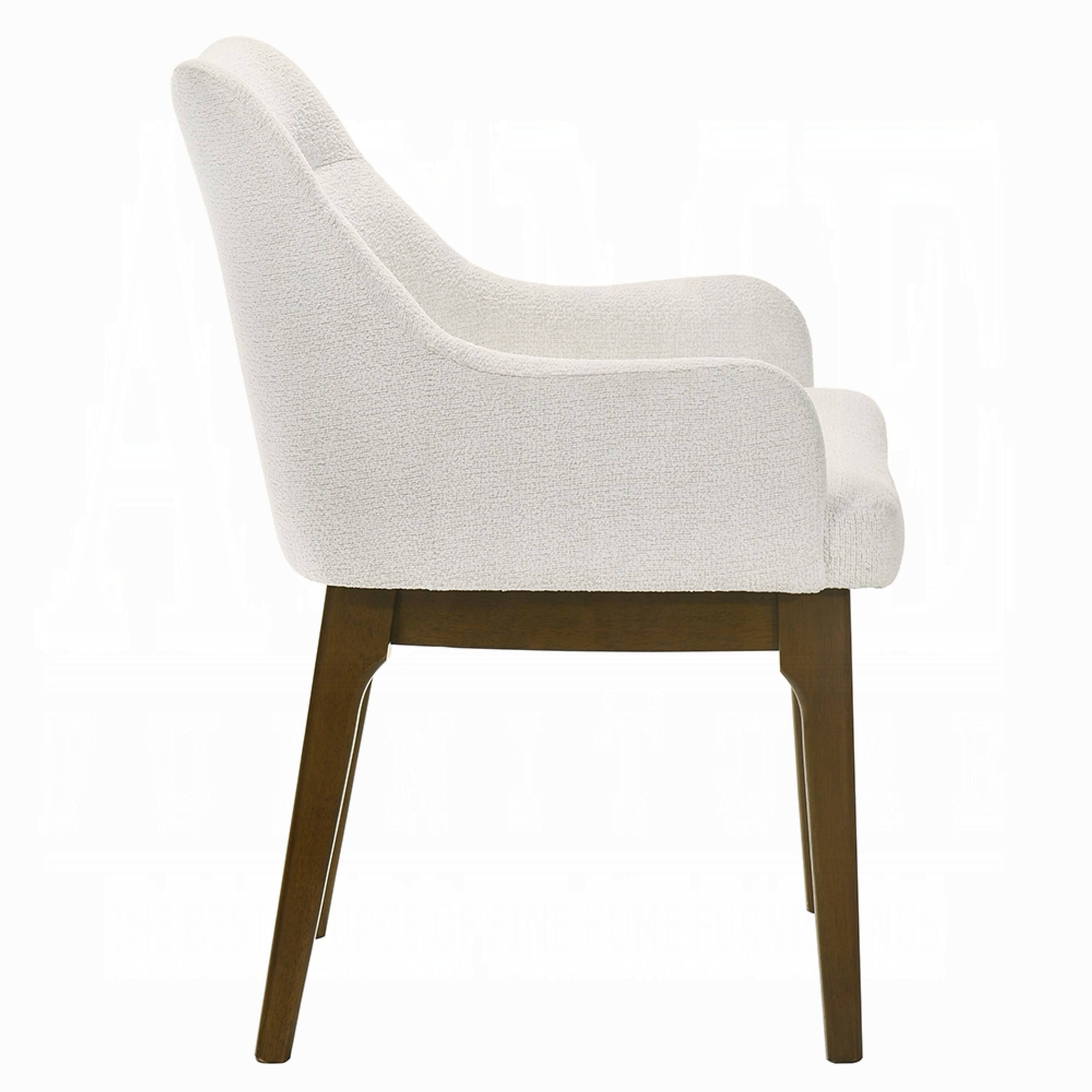 Alt View 2. Manhattan Lane - Pery Dining Side Chair Set of 2, White Chenille, Angled Oak Brown Legs - White, Oak Brown.