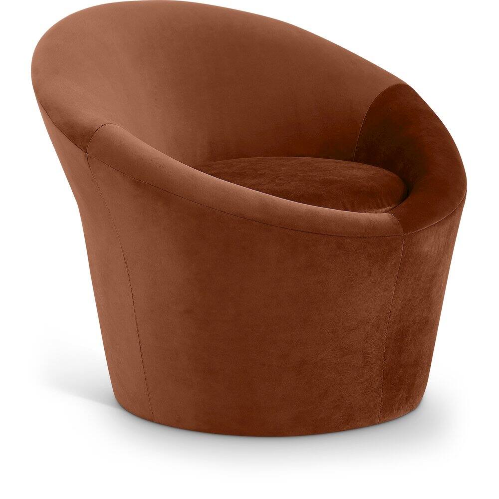 Front. Meridian Furniture - Tristan Cognac Velvet Accent Chair - Brown.