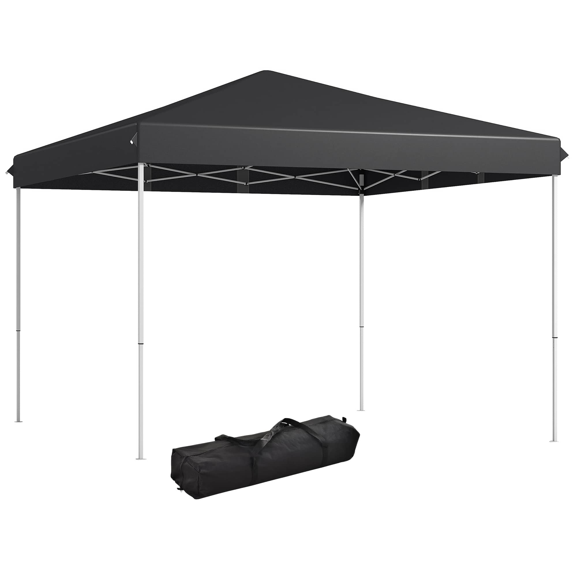 Front. Outsunny - 13' x 13' Pop Up Canopy Tent, Instant Sun Shelter, Tents for Parties, Height Adjustable for Outdoor, Garden, Patio - Gray.