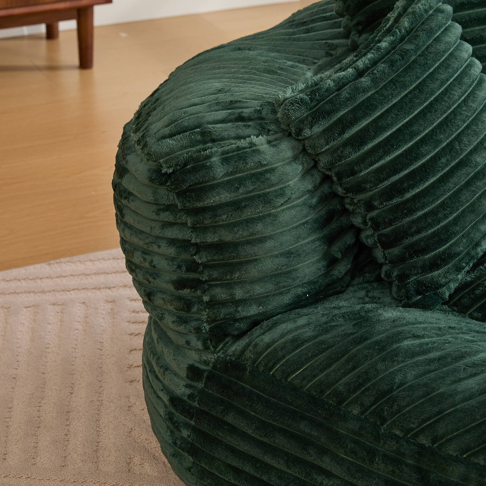 Alt View 8. Meqiodas - Bean Bag Chairs, Bean Bag Sofa for Adults, Kids,Oversized Corduroy Bean Bag Chair with 3 Pillows & Armrest - Green.