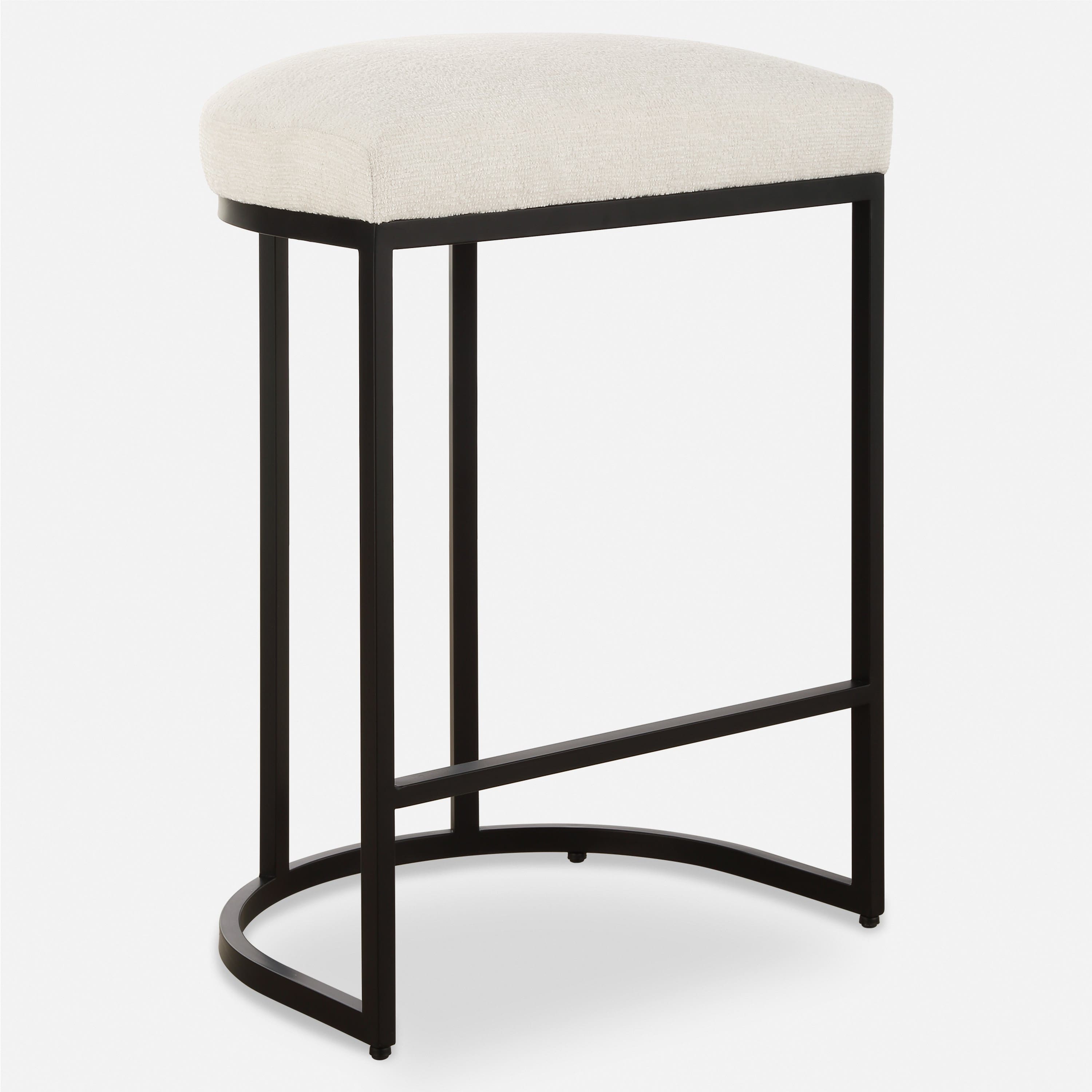 Manhattan Lane - Gyn Counter Height Stool, Performance Fabric, Cantilever Base - Cream, Black