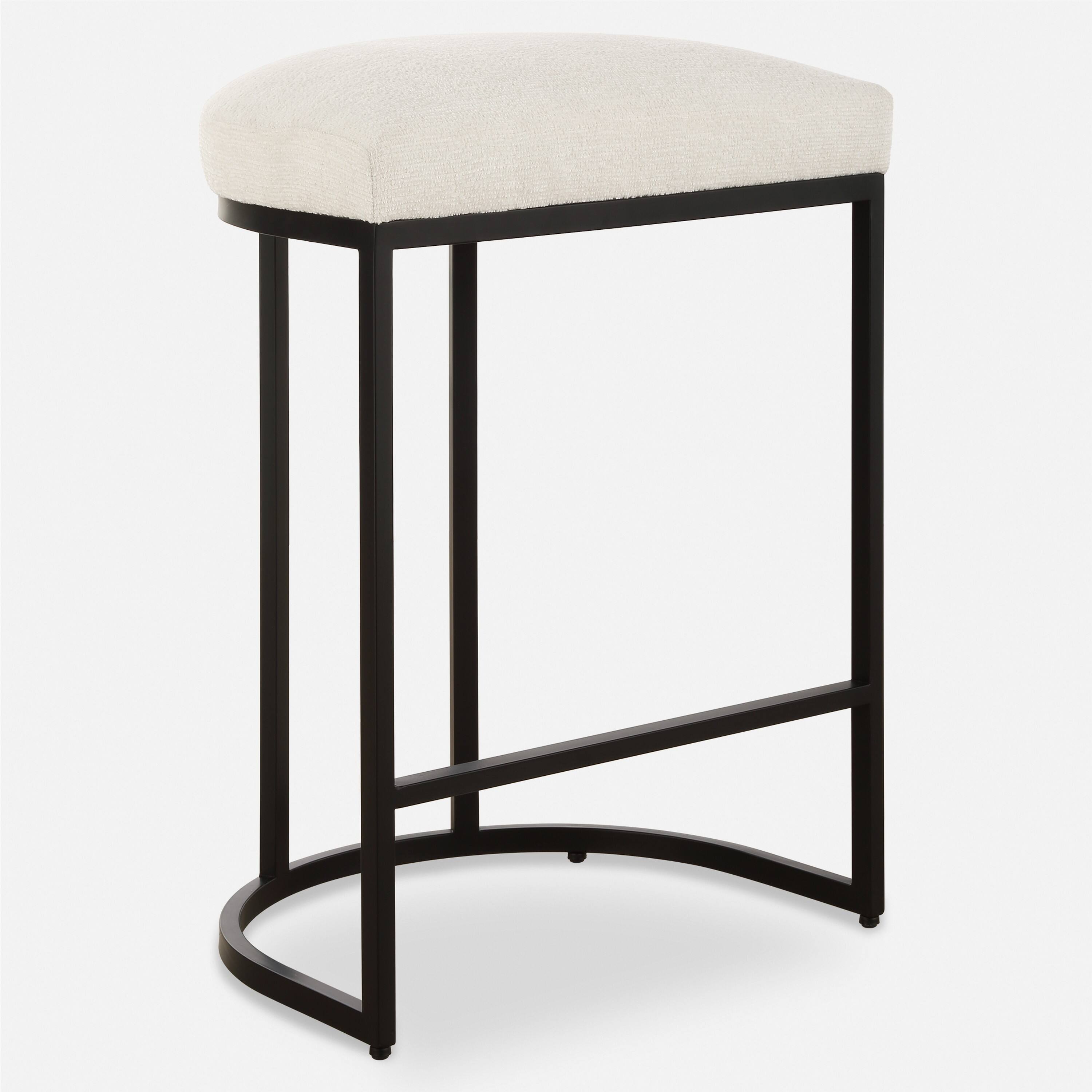 Front. Manhattan Lane - Gyn Counter Height Stool,  Performance Fabric,  Cantilever Base - Cream, Black.