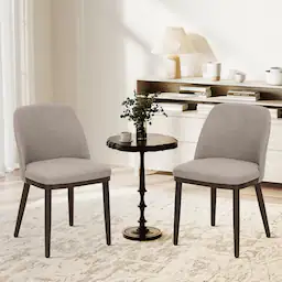 Camel Set of 2 Upholstered Dining Chairs