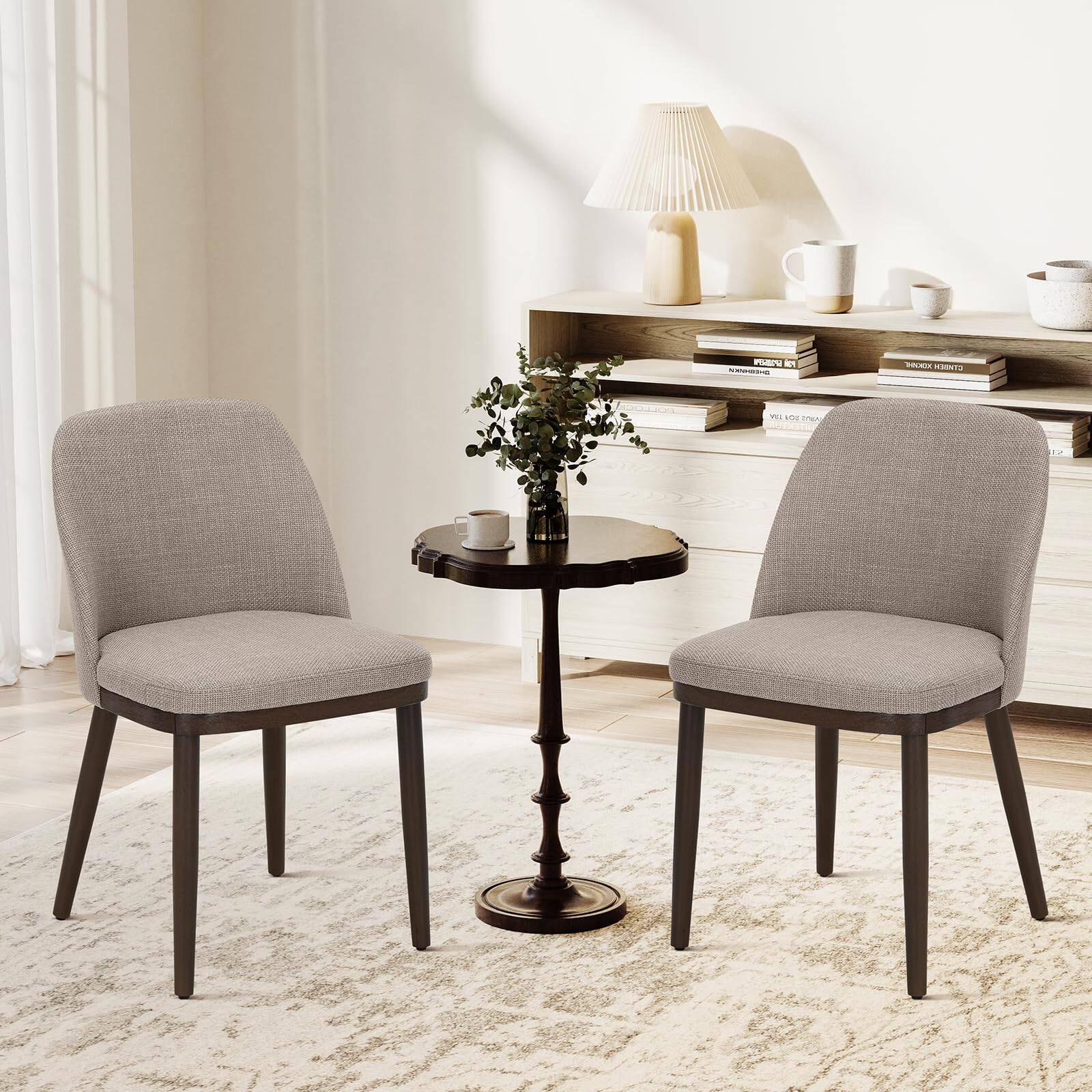 Camel Set of 2 Upholstered Dining Chairs