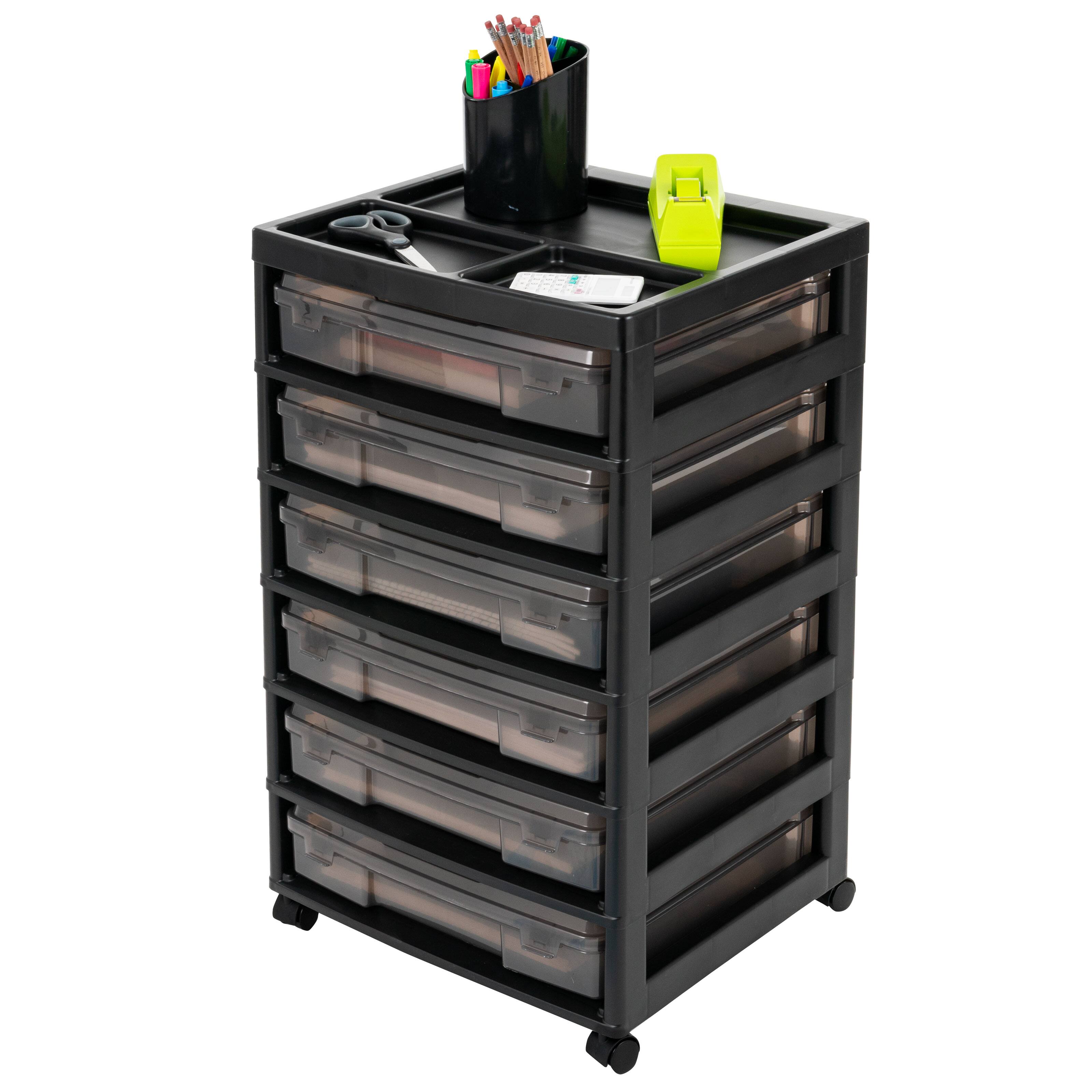 Alt View 2. IRIS USA - IRIS 6-Tier Rolling Storage Cart with organize for Craft Supplies, 6 Cases w/Built in Handle, Gray - Gray.
