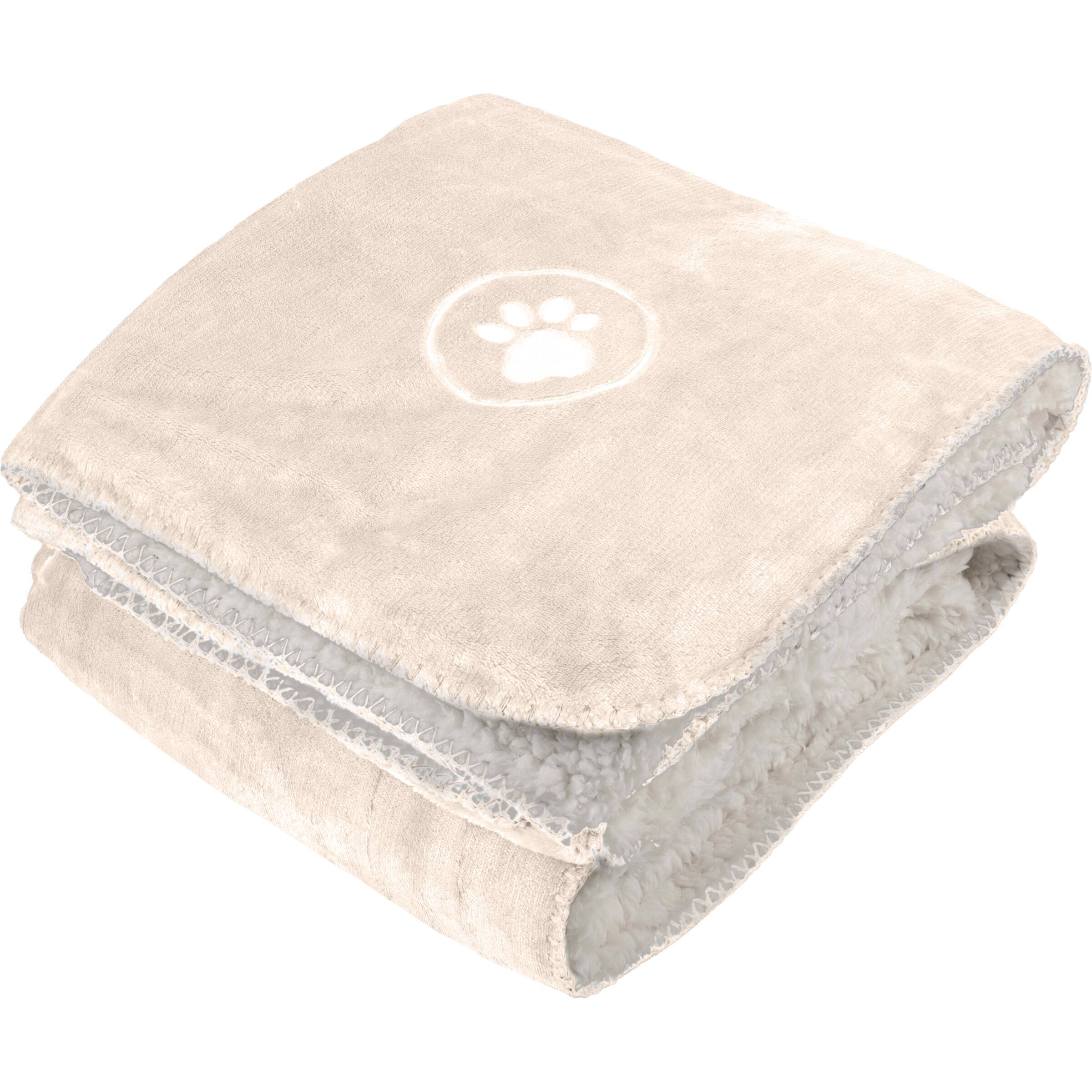 Angle. PetMaker - 80x100 Water-Resistant Dog Blanket - Cream.