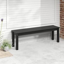 Gymax - 55'' HDPE Outdoor Bench for 2-3 People Weatherproof Backless Patio Garden Bench - Black
