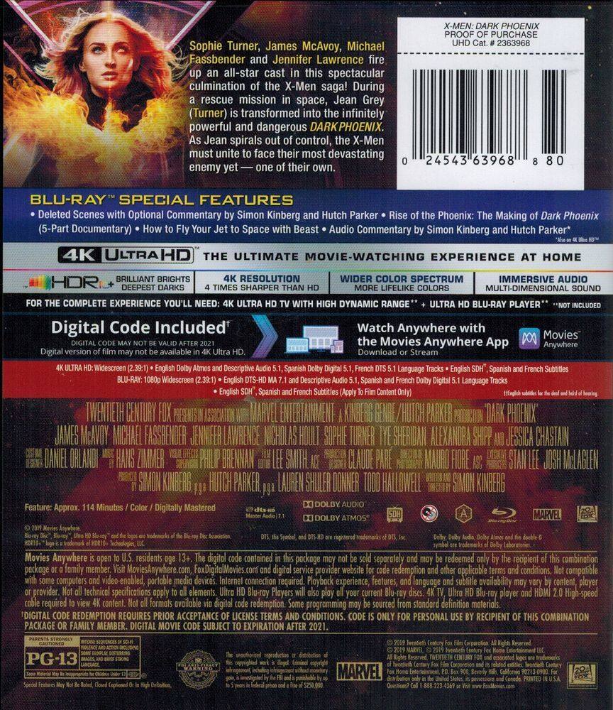 Alt View 1. X-Men: Dark Phoenix (4K UHD / Blu-ray + Digital) NEW.