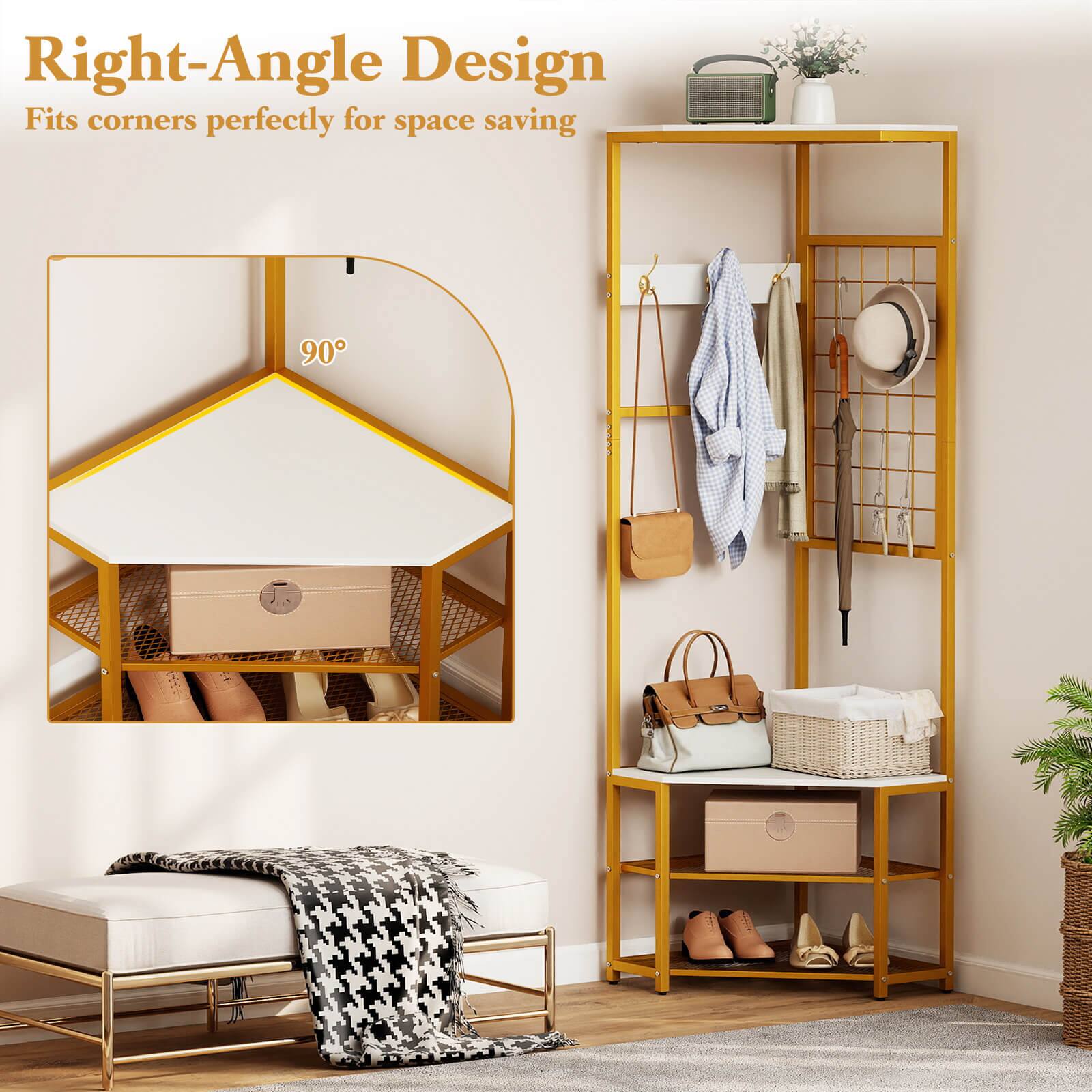 Right-Angle Design  
Fits corners perfectly for space saving