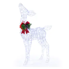 WELLFOR - Lighted Christmas Deer Decoration with 50 Cool LEDs and Stakes - White