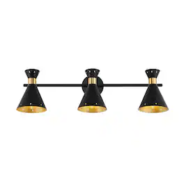 Jonathan Y - Elroy 30.5" 3-Light Iron Retro Contemporary LED Track Light , /Gold - Black