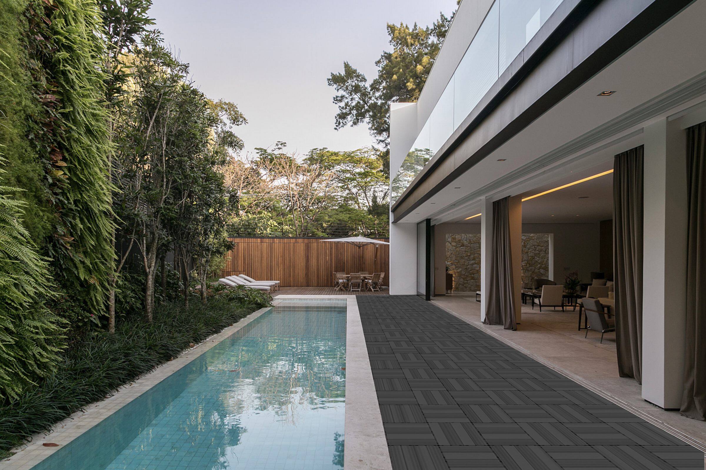 Alt View 5. GOODSILO - Heavy-Duty Interlocking Deck Tiles - 9 PCS Wood-Plastic Composite Outdoor/Indoor Flooring 11.8" x 11.8" - Gray.