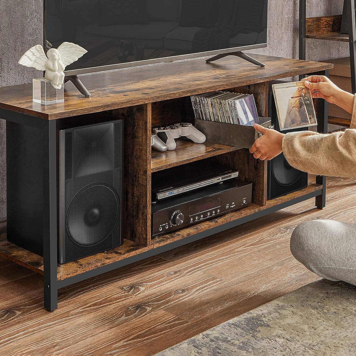 Alt View 4. Songmics Home - TV Stand for TVs up to 60 Inches with Open Shelves – Rustic Brown - Brown.
