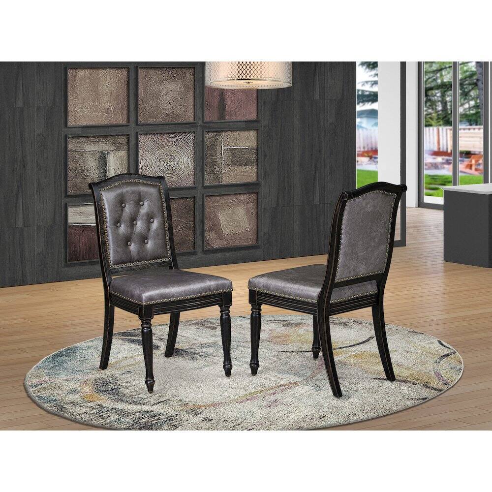 Alt View 1. East West Furniture - Parson Kitchen Room Chairs Set of 2 - Grey.