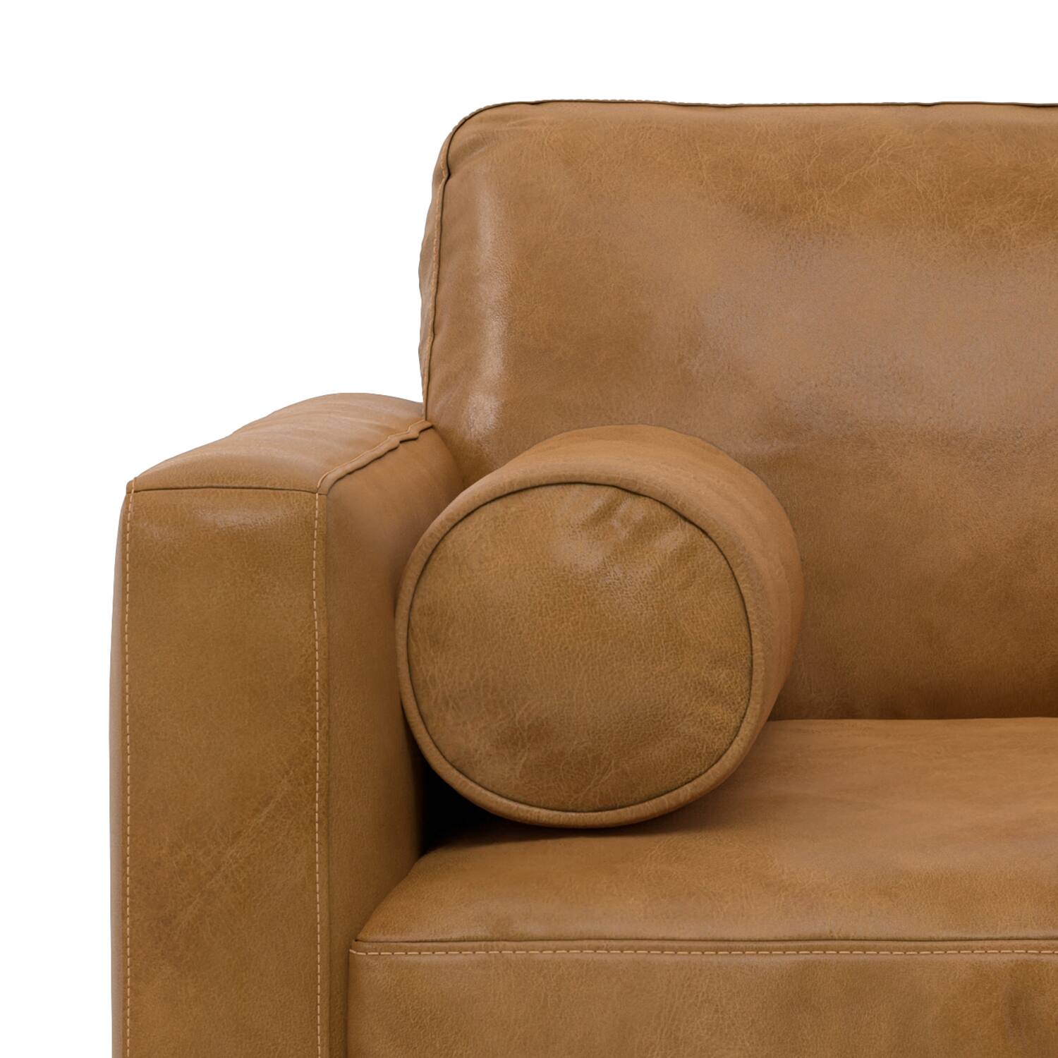 Alt View 2. Simpli Home - Morrison 42 inch Wide Mid-Century Modern Arm Chair in Sienna - Sienna.