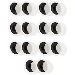 Theater Solutions by Goldwood - TS80C Flush Mount In Ceiling Speakers with 8" Woofers Home Theater 7 Pair Pack - Paintable White