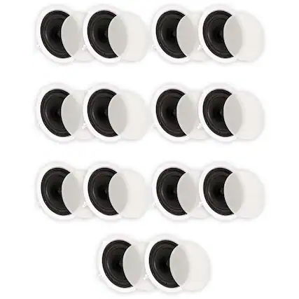 Front. Theater Solutions by Goldwood - TS80C Flush Mount In Ceiling Speakers with 8" Woofers Home Theater 7 Pair Pack - Paintable White.