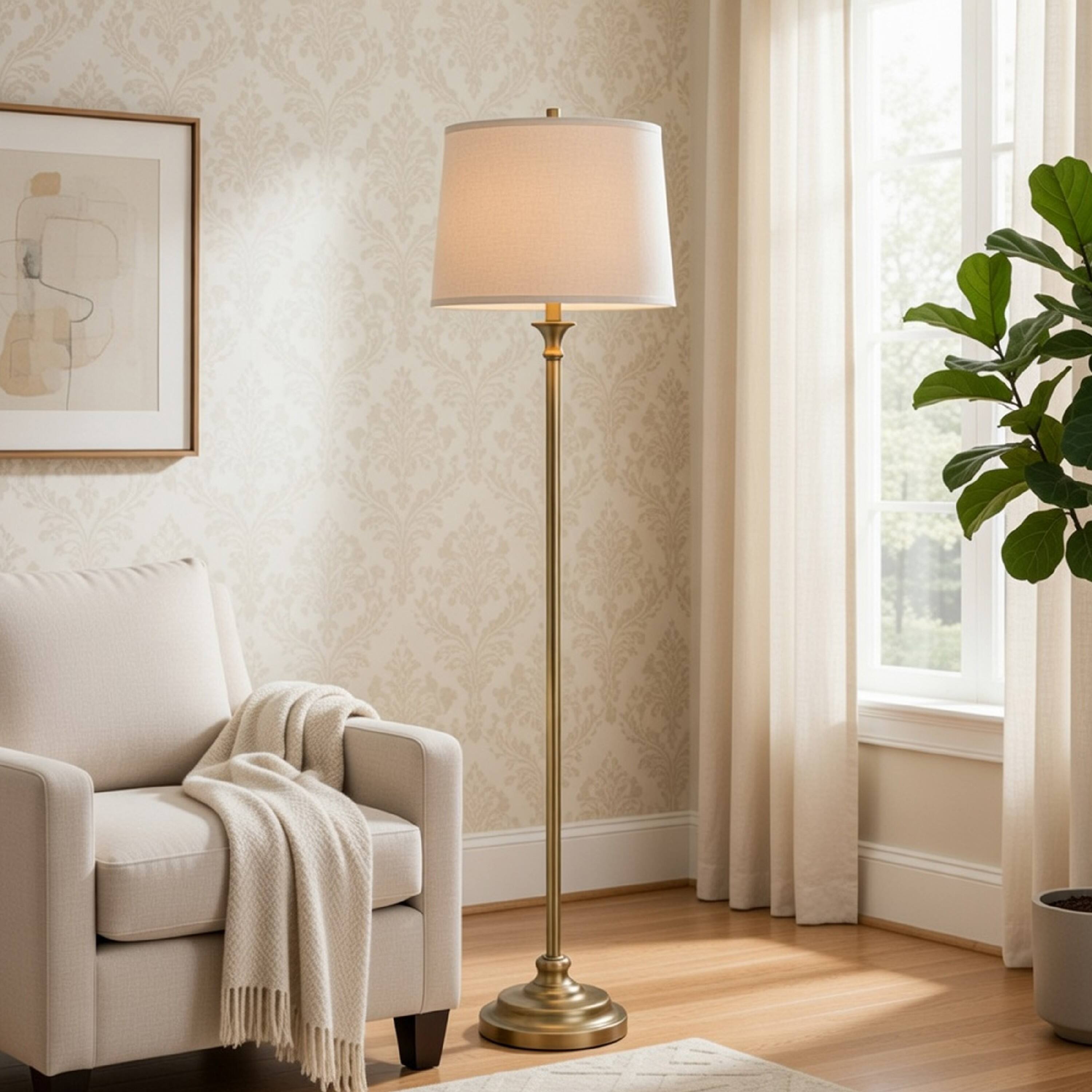Alt View 5. Manhattan Lane - Floor Lamp with Hardback Linen Shade, 61 Inch.