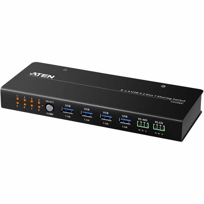 Aten Technology - ATEN 8 x 4 USB 3.2 Gen 1 Sharing Switch - 8 Computer(s) - 12 x USB - Wall Mountable - Black