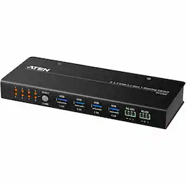 Aten Technology - ATEN 8 x 4 USB 3.2 Gen 1 Sharing Switch - 8 Computer(s) - 12 x USB - Wall Mountable - Black