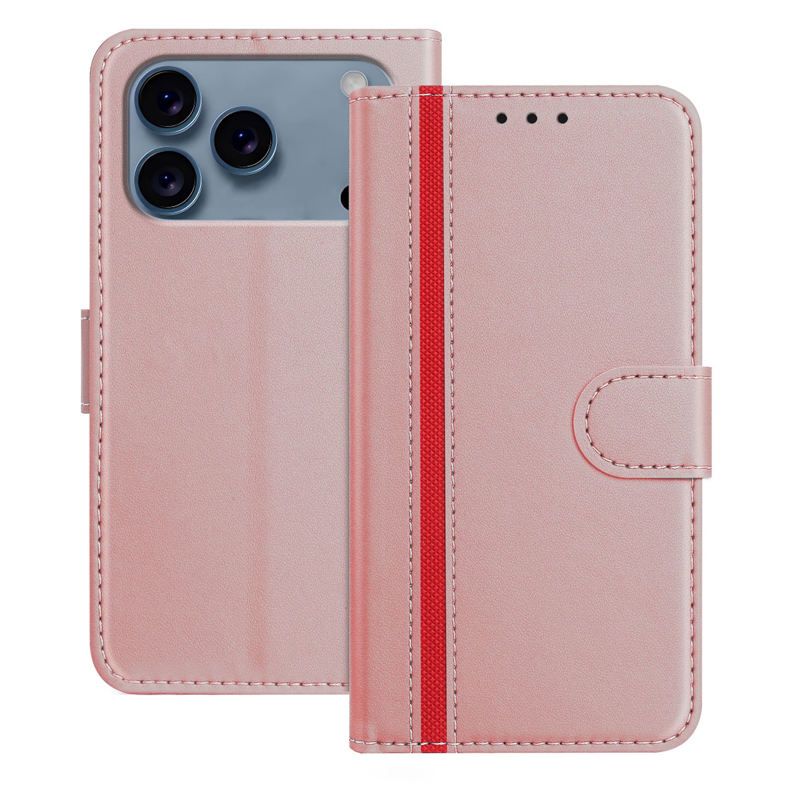 Dteck - Slim Card Holder Case for Apple iPhone 17 Pro Max,PU Leather Magnetic Closure Shockproof TPU Inner Flip Wallet Cover - Rosegold price history on PriceWatchPro