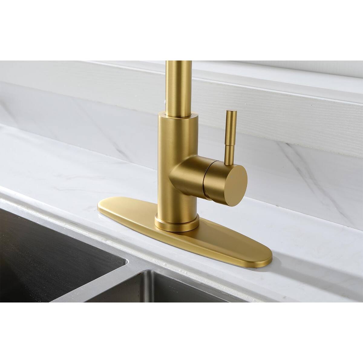 Alt View 3. Ropilly - Ropilly Pull Down Kitchen Faucet, Brushed Gold Single Handle Spring Kitchen Faucet for Kitchen Sink - Brushed Gold.