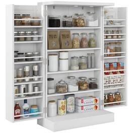 Homcom - 41" Kitchen Pantry Storage Cabinet, Freestanding Kitchen Cabinet with 12 Door Shelves, Double Doors, 5-tier Shelving - White