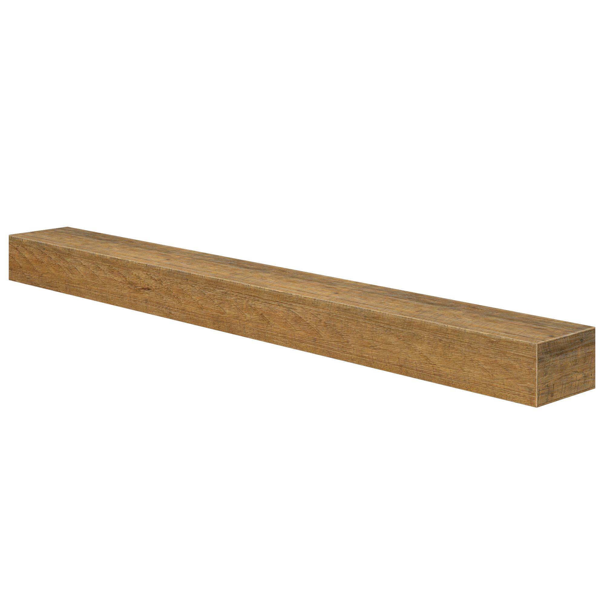 Alt View 7. Plank+Beam - Rustic Floating Shelf/Fire Beam (72in / 1829mm), Rustic Honey - Rustic Honey.