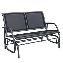 Outsunny - 2-Person Outdoor Glider Bench, Patio Double Swing Rocking Chair Loveseat w/Powder Coated Steel Frame - Dark Gray