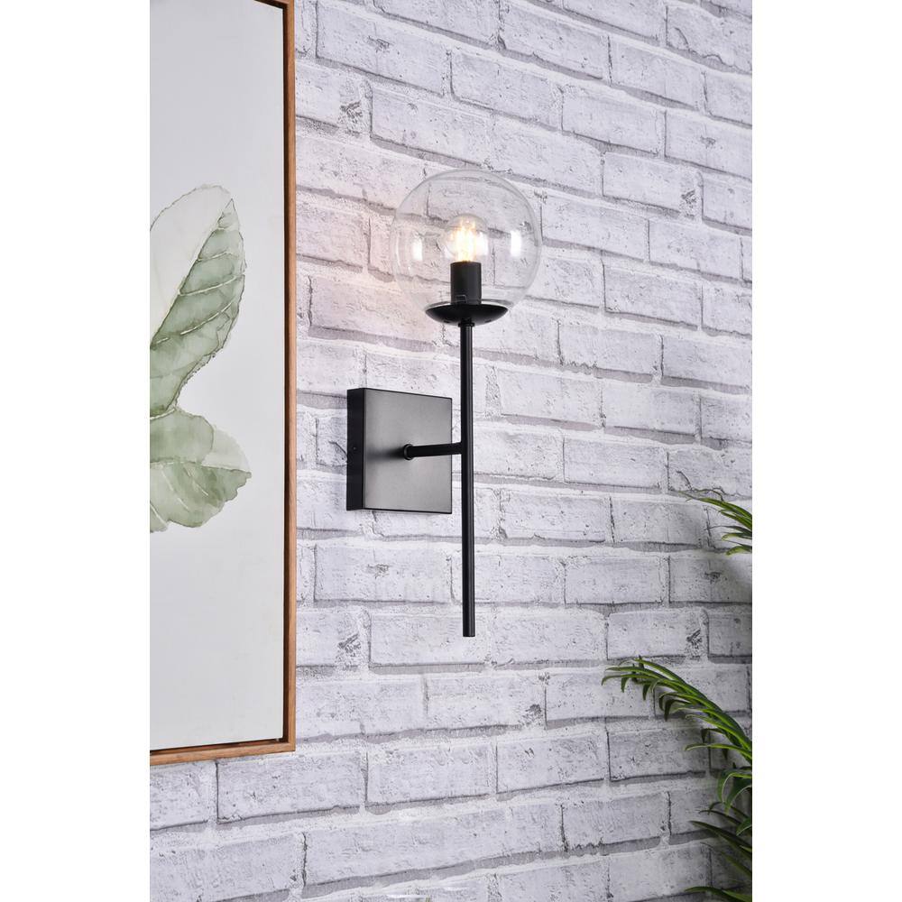 Angle. Living District - Neri 1 light black and clear glass wall sconce - Black And Clear.