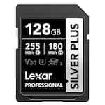 Lexar - Professional 128GB SILVER PLUS SDXC UHS-I Card, C10, U3, V30, 4K UHD, SD Card, up to 255MB/s Read, Memory Card