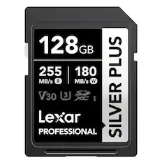 128 GB 255 MB/s R 180 MB/s W V30 3 S I PROFESSIONAL Lexar SILVER PLUS