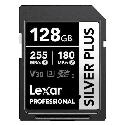 128 GB 255 MB/s R 180 MB/s W V30 3 S I PROFESSIONAL Lexar SILVER PLUS