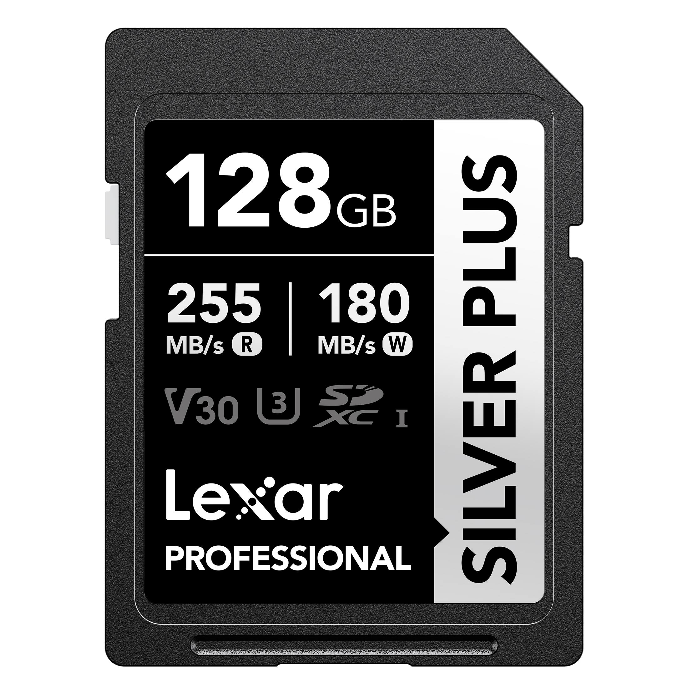 128 GB 255 MB/s R 180 MB/s W V30 3 S I PROFESSIONAL Lexar SILVER PLUS