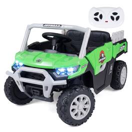 Costway - 24V Ride On Dump Truck Car with Remote Control, 2 x 100W Motors, 2-Wheel Absorbers - Green
