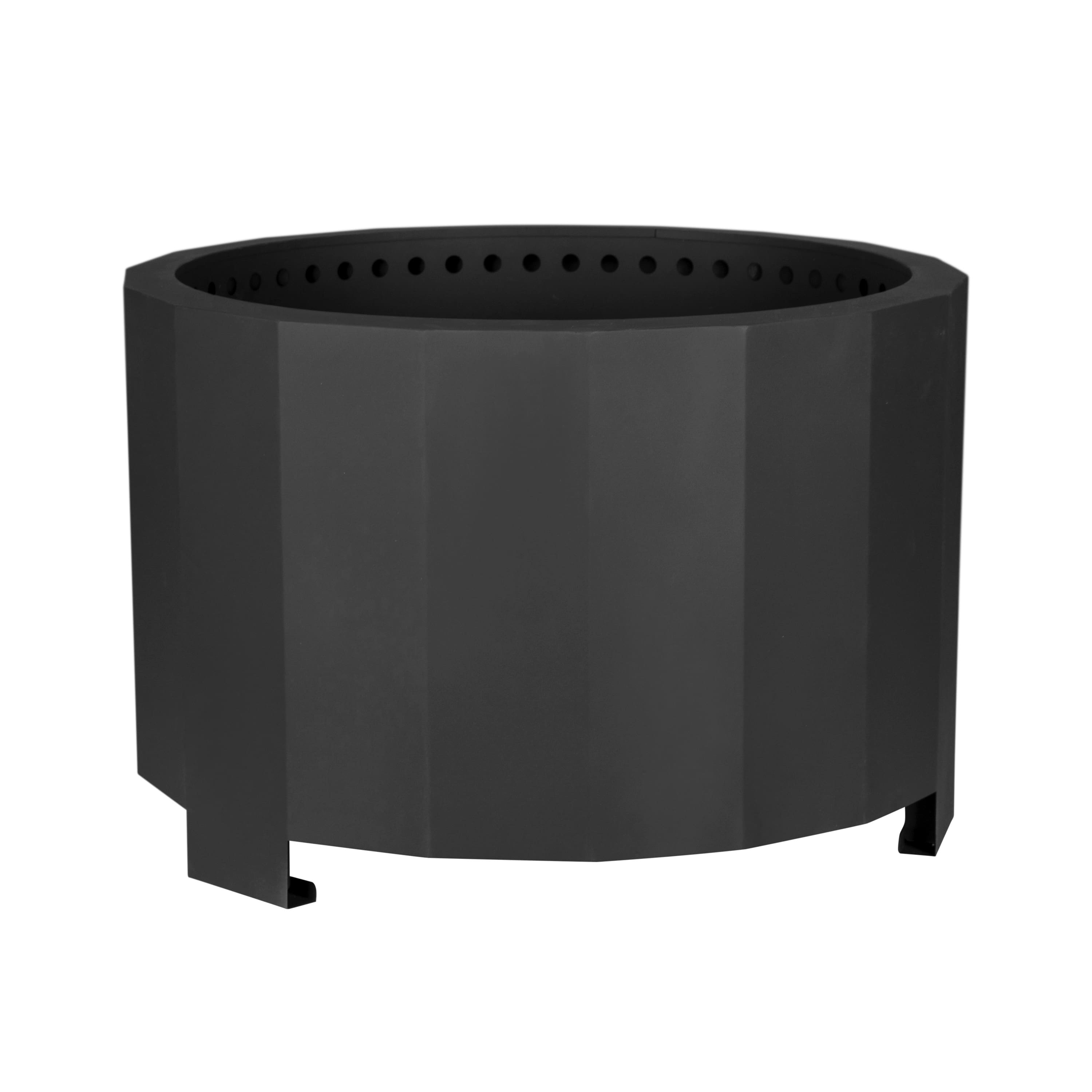 Emma + Oliver - Hestia Steel Portable Smokeless Wood Burning Firepit with Waterproof Cover for Outdoor Use - Black