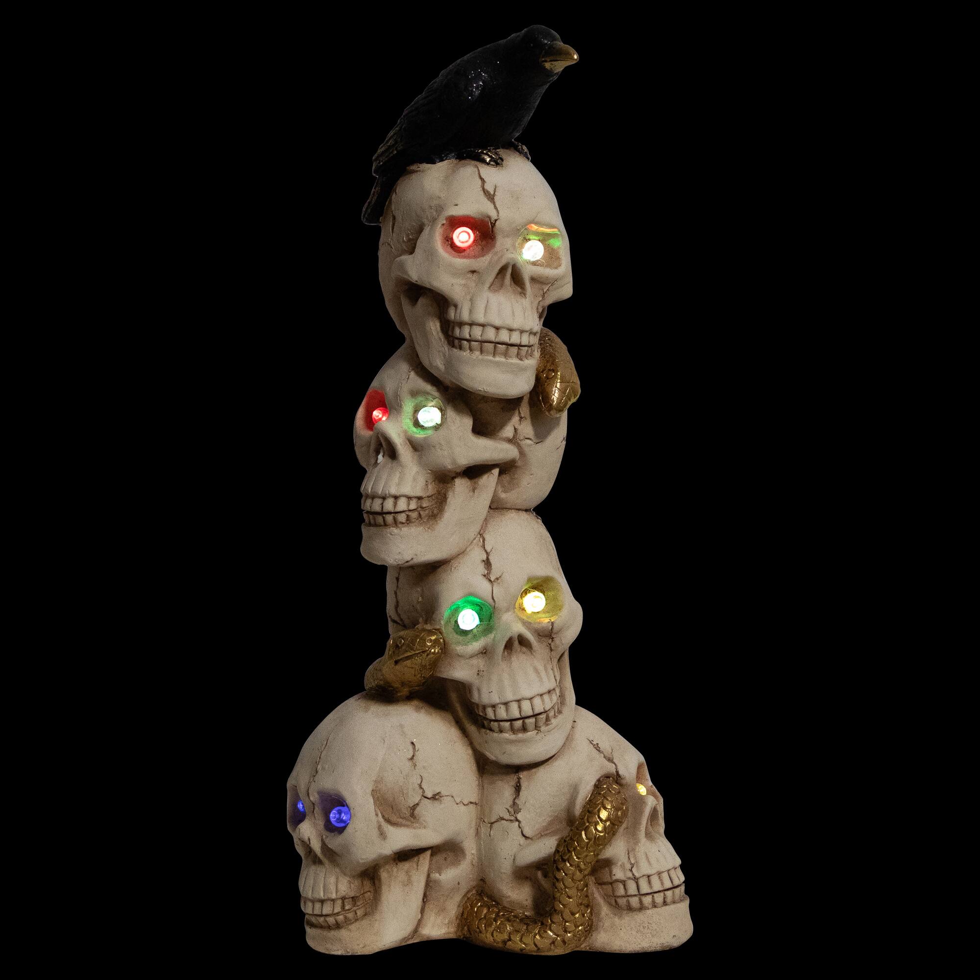 Alt View 2. Northlight - LED Lighted Skull Tower with Raven and Snake Halloween Decoration - 27.5" - Multicolor - Beige.