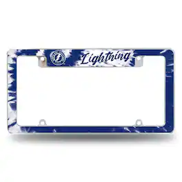 Rico Industries - Tampa Bay Lightning Chrome Metal License Plate Frame with Bold Tie Dye Design - Multi