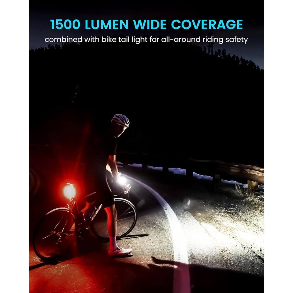 1500 LUMEN WIDE COVERAGE  
combined with bike tail light for all-around riding safety