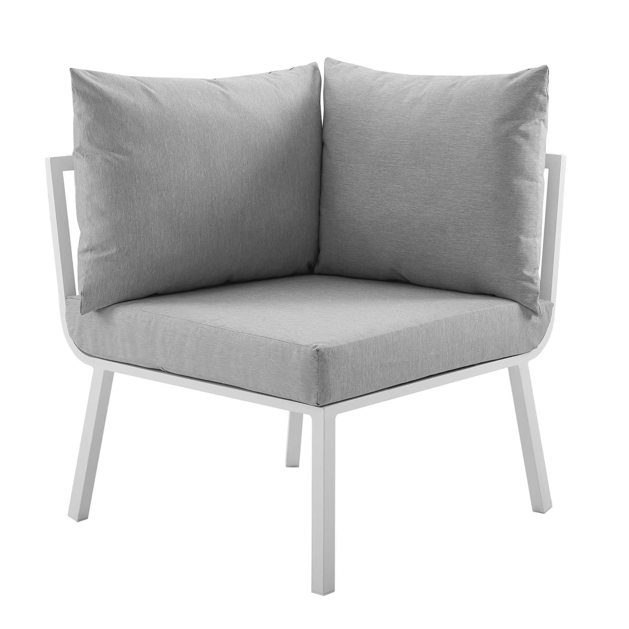 Back. Modway - Riverside Outdoor Patio Aluminum Corner Chair by Modway - White Gray.