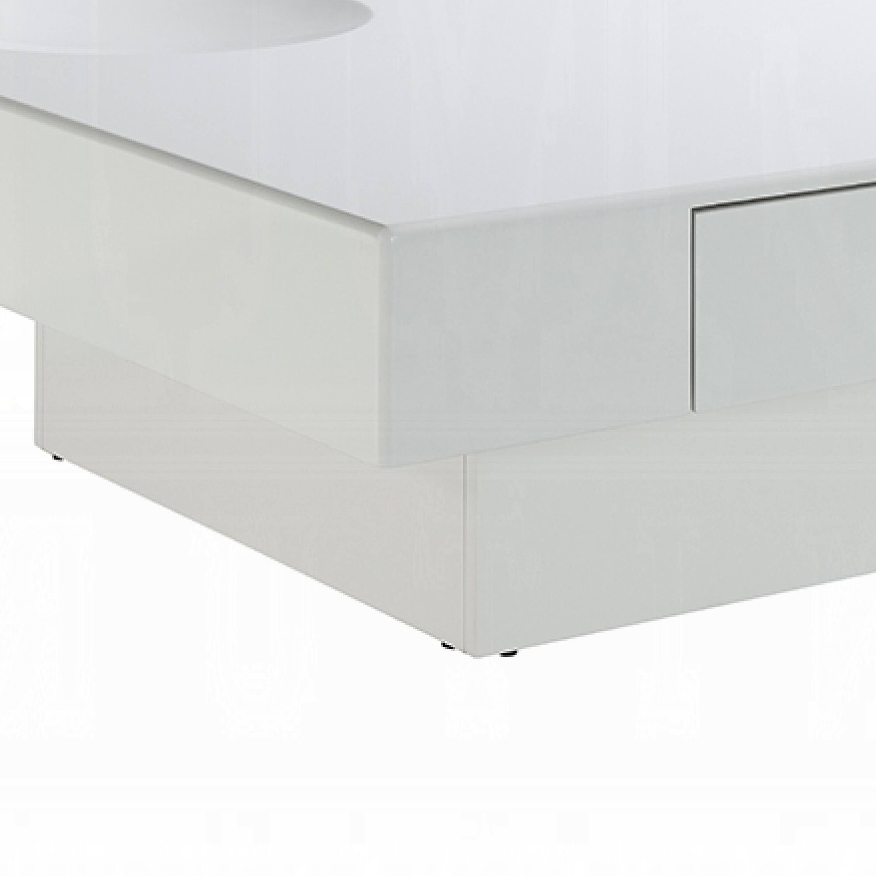 Alt View 3. Manhattan Lane - Keya Coffee Table, 43 Inch Square Plinth Top, High Gloss White Finish - Glossy White.