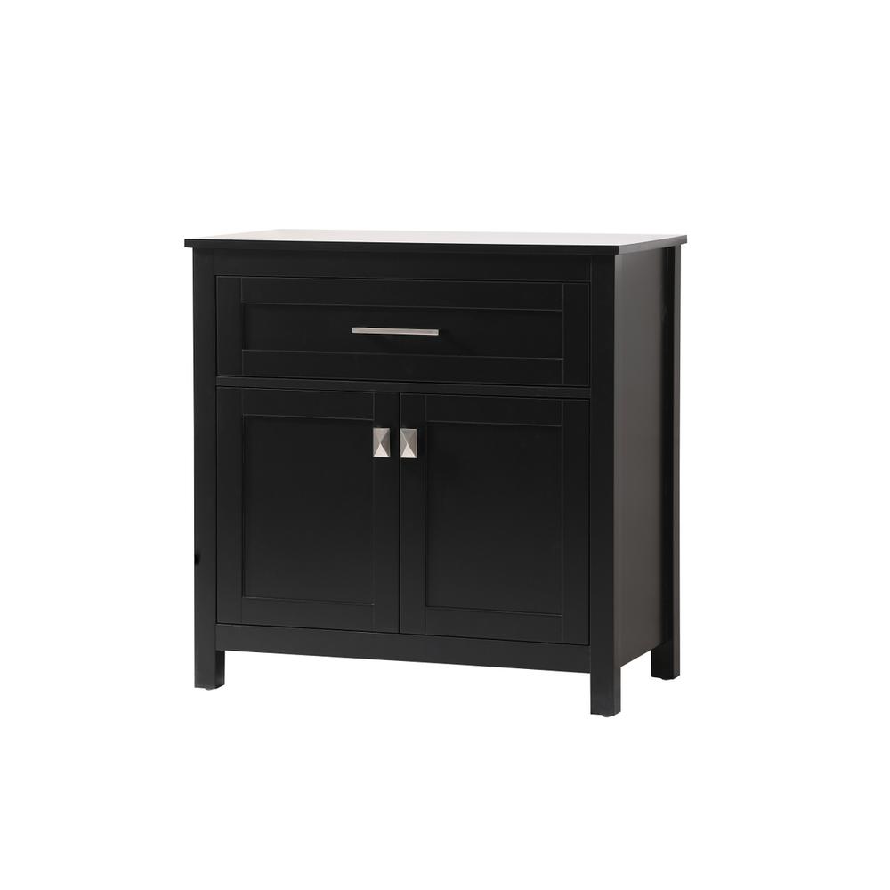 Alt View 4. Elegant Kitchen and Bath - 30 Inch Wide Bathroom Storage Freestanding Cabinet In Black - Black.