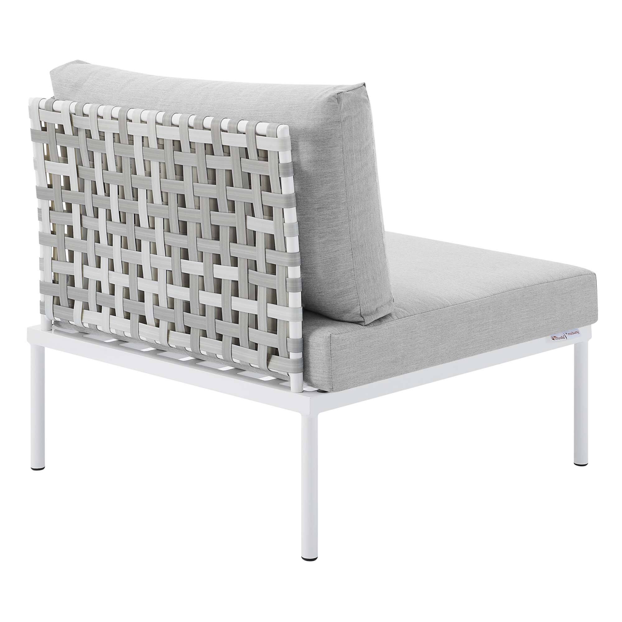 Alt View 2. Modway - Harmony Sunbrella® Basket Weave Outdoor Patio Aluminum Armless Chair by Modway - Taupe Gray.