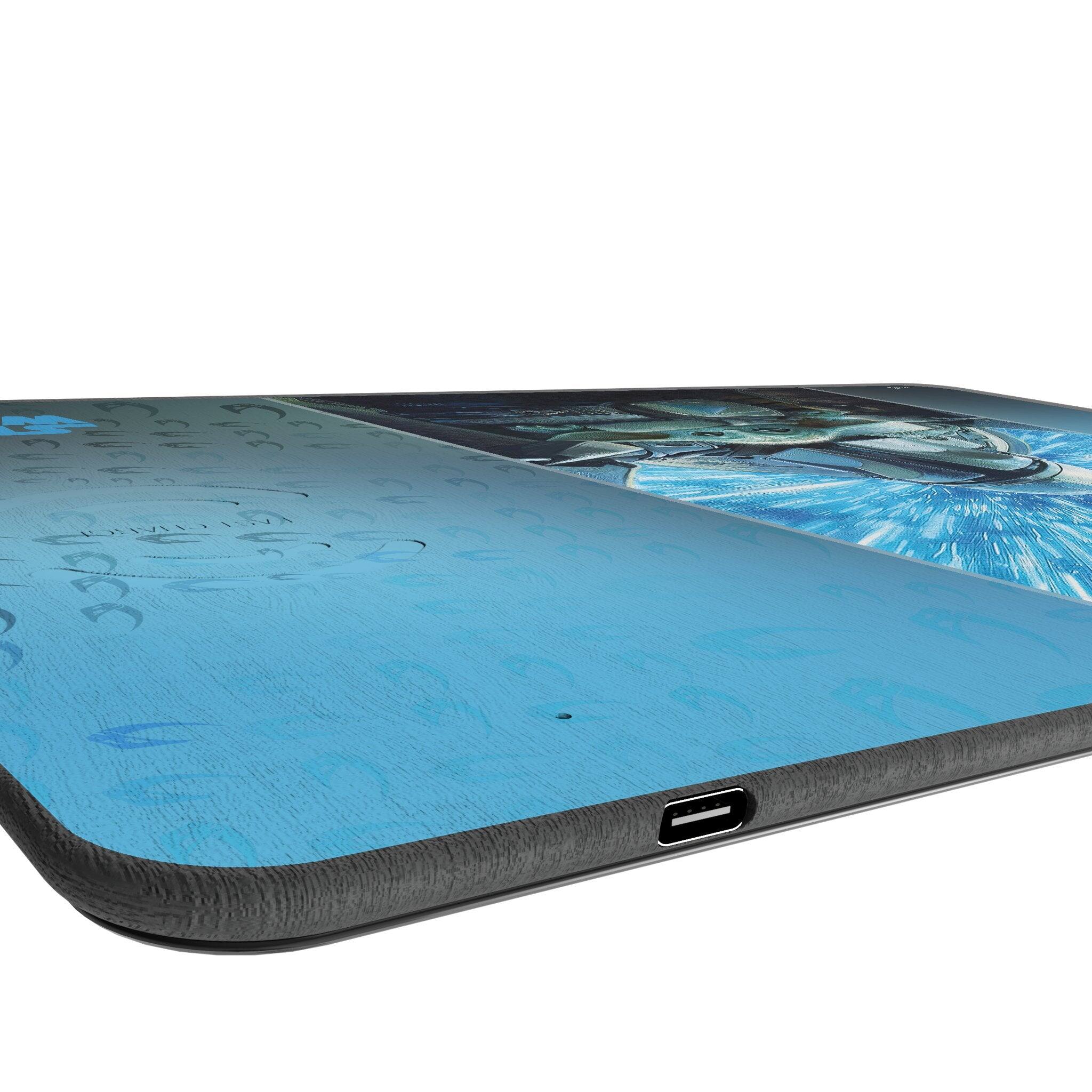 Left. Keyscaper - Star Wars: The Mandalorian Portrait 15-Watt Wireless Charger and Mouse Pad - Grogu and Din Djarin.