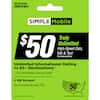 "4G LTE & 5G COMPATIBLE SIMPLE Mobile Truly Unlimited $50 Talk Plus High-Speed Data, Unlimited International Calling to 85+ Destinations** + $10 Worldwide Calling Credit, 5 GB Hotspot, No-Contract 30-Day Plan, 5G Network. See back of card for details."